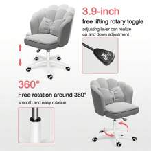 Office Chair Cute Petal Desk Chair, Modern Fabric Home Butterfly Chairs Height Adjustable Chair Makeup Chairs Computer Chairs - 淺灰色 - 查看 3