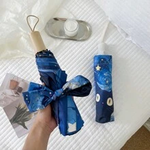 1 pièce Parapluie réversible chien mignon du ciel étoilé, servant de parasol et de protection contre la pluie en un, portable
