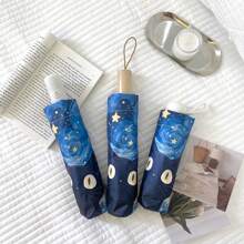 1 pièce Parapluie réversible chien mignon du ciel étoilé, servant de parasol et de protection contre la pluie en un, portable