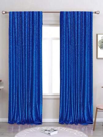 1pc 60*243cm Blue Shiny Sequin Backdrop Curtain, Party Background Cloth, Wedding Birthday Party Wall Background Decoration Supplies