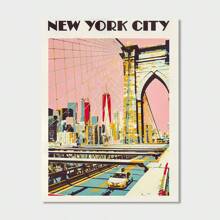 1 tấm tranh canvas phong cách cổ điển thành phố New York, hình ảnh cầu Brooklyn theo phong cách retro, tranh trang trí tường New York cổ điển, thích hợp cho phòng khách, phòng ngủ, văn phòng tại nhà - Không khung - Nhiều màu - Xem 12