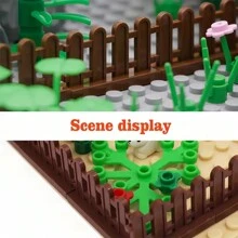 12pcs/Set Building Blocks - Farm Garden Round Arch & Fence, 1X4X2 Ranch Fence, DIY Animal Scene Play, Ideal For Christmas/Birthday Gift, 33303 Brick Elements