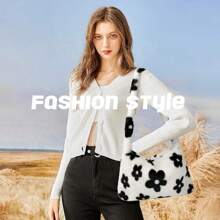 Fuzzy Tote Bag Y2K Fluffy Shoulder Bag Women Furry Purse Large Cute Plush Bag Ladies Faux Fur Bag For Autumn And Winter - 蒙特內哥羅 - 查看 4