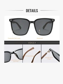 VOGGY VOGGY Fashion Minimalist Retro Lightweight Extra Large Metal TR Polarized Decorative Glasses, For Men And Women, Suitable For Sports, Driving, Outdoor, Cycling, Fishing, Holiday, Travel, Party, Decoration, Gift For Summer Beach Vacation,Outdoor,Travel