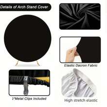 1pc Solid Color Round Background Cover Set With 2 Clips, Stretchy Round Background Backdrop Cloth Cover For Birthday Party, Wedding, Events Decor, 5/6/6.6/7.2FT (Excluding Metal Frame),Christmas