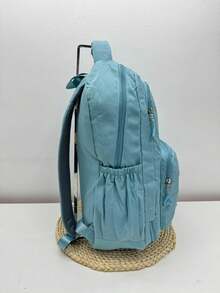 Large Capacity School Backpack For Women Students Waterproof Nylon - Baby Blue - View 3