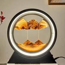 1 Stück 10 Zoll 3D Flip Runder schwarzer Rahmen flüssige Sandkunst, Sanduhr Glasornament Geschenk Landschaftsmalerei Büroschrankdekoration Geschenk Weihnachtsgeschenke Weihnachtsgeschenk - Schwarz - Übersicht 2