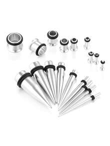 12-36 件耳部拉伸套件 - 14G-00G 入门尺寸 - 手术钢锥形塞螺丝配合隧道 - 牵开器扩张器孔眼，圣诞节、新年、情人节节日礼物 - 耳廓套裝 - 查看 5