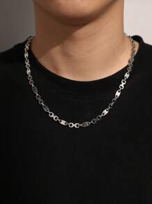 Stainless Steel Pig Nose Pendant Necklace & Bracelet Set, Fashionable And Stylish - Silver - View 3