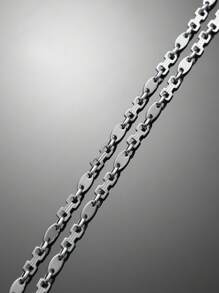 Stainless Steel Pig Nose Pendant Necklace & Bracelet Set, Fashionable And Stylish - Silver - View 2