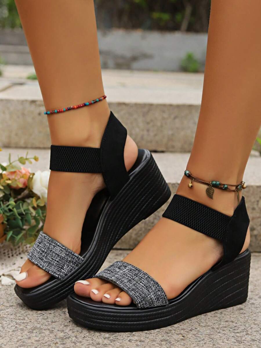 Giày Sandal đế dày mũi tròn thời trang cho nữ - Xám - Xem 1