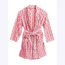 Womens Plush Robes Soft Bathrobe Knee Length Warm Soft Robe Christmas Striped Fleece Loungewear With Pockets - pink candy - View 5