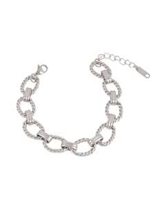 Pulsera de acero inoxidable de estilo punk en plata y oro, regalo de joyería para hombres - Plateado - Ver 11