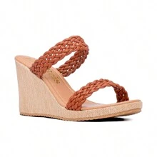 Women's Wedge Heel Sandal Easy To Put On Original - 駝色 - 查看 2