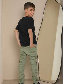Boys' Youth Cargo Jogger Jeans - màu xanh lá - Xem 4