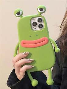 可爱3D大眼青蛙硅胶手机壳，兼容 17 Pro Max、17 Pro、17、16、15、14、13、12、11 Pro Max，萌趣十足的防震软壳 - 綠色 - 查看 6