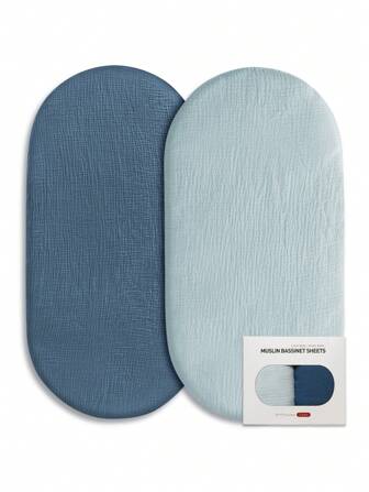 GLLQUEN BABY סדיני עריסה לתינוק מוסלין, 2 חבילות, רפידות חיתול להחלפה, סגלגלות ליד מיטת תינוק, רפידות מלבניות, בעלות תעודת Oeko-Tex