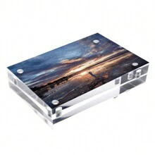 2/3/5PCS Picture Frames Acrylic Frames, 20mm Thicker Lucite Frameless Clear Floating Frames, Magnetic Double Sided Photo Frame, Free Standing Desktop