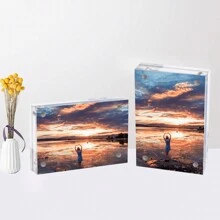 2/3/5PCS Picture Frames Acrylic Frames, 20mm Thicker Lucite Frameless Clear Floating Frames, Magnetic Double Sided Photo Frame, Free Standing Desktop