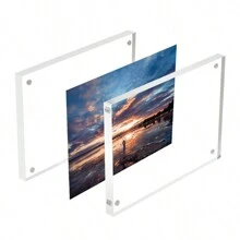 2/3/5PCS Picture Frames Acrylic Frames, 20mm Thicker Lucite Frameless Clear Floating Frames, Magnetic Double Sided Photo Frame, Free Standing Desktop