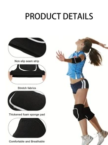 1个柔软透气护膝，适用于排球、舞蹈、足球、瑜伽、篮球和滑冰 - 防护护膝、健身配件、护膝 - 黑色 - 查看 4