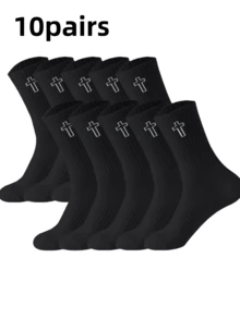 5/10 đôi tất dài đến bắp chân màu trơn Unisex, phù hợp cho cả nam và nữ mặc hàng ngày - Nhiều màu - Xem 8