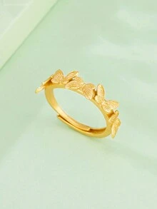 1 件可调节奢华法式蝴蝶戒指，适合女士 - 金色 - 查看 3