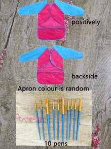 1 件绘画围裙、艺术绘画围裙、围兜、透气反穿衬衫 返校、返校、学校用品