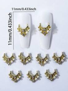 10 银色闪亮指甲饰品透明粉色水滴宝石项链设计 DIY 指甲装饰指甲饰物指甲宝石指甲用品 - 金色 - 查看 5