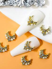 10 银色闪亮指甲饰品透明粉色水滴宝石项链设计 DIY 指甲装饰指甲饰物指甲宝石指甲用品 - 金色 - 查看 4