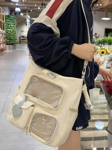3Ways Kawaii Itabag cho bé gái tuổi teen Túi đeo vai thời trang mới cho phụ nữ Nhiều ngăn Túi Ita trong suốt Túi Tote Túi đeo chéo đi học cho bé gái Túi xách tay trong suốt Túi Ita đeo chéo di động Túi đồng phục JK Túi đeo chéo - trắng - Xem 7