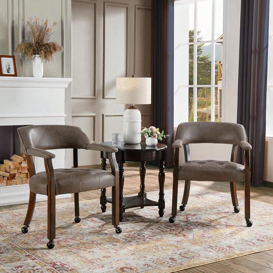 Dining Chair With Casters Set Of 4, Accent Kitchen Table Chairs With