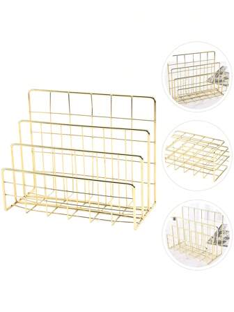 1 件文件架整理器分类杂志架桌面收纳书本文件夹文件垂直合金金属整理器返校