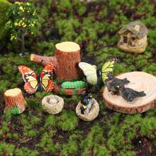 Tượng nhỏ bằng nhựa: Cú, Gấu bông, Vịt, Gấu trúc, Sóc, Thiên nga, Dùng để trang trí cảnh quan - Nhiều màu - Xem 16