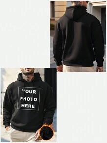 Customized Photo Printed Men's Funny Hoodie, Black, Thermal Lined Pullover Sweatshirt, Ideal Gift For Best Friend, Autumn/Winter, Valentine's Day/Father's Day/Anniversary/Birthday Present Ornamental Stylish,Fashion,Hipster,Contracted,Easy Costume,Modest Fashion,Minimal Chic,Casual Custom,Unique,Personalized Treasurefinds,Hoodie Ideal Gifts For Him Family,Boyfriend,Friends,Children For Anniversaries,For Birthdays,For Children's Day,For Holiday/Vacation,For Father's Day