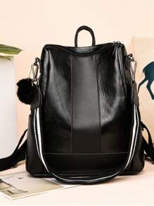 Women Waterproof PU Leather Anti-Theft Travel Backpack Purse Rucksack Lightweight Shoulder Bag - 黑色 - 查看 2