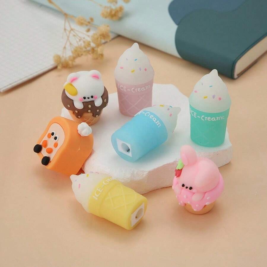 Gọt bút chì kem hoạt hình Máy mài bút chì kem hình nón dễ thương Máy mài bút chì kem cho trẻ em Quà tặng văn phòng phẩm - Nhiều màu - Xem 1