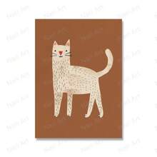 1pc Frameless Funny Animal Poster, Featuring Rabbit, Dog, Bear, Cat, Skateboard Patterns, Canvas Material, Neutral Tones, Suitable For Nursery Decor, Animal Theme - Multicolor - View 11