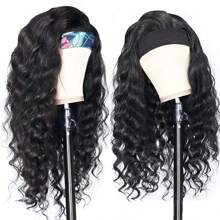 40 Inch Deep Wave Human Hair Headband Wigs For Women Curly Wig Fall Machine Made Brazilian Remy Human Hair Wear And Go Glueless Wigs - Natural Black - View 2