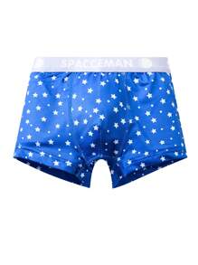 4pcs/Pack Young Boy Comfortable Breathable Cartoon Astronaut Printed Underwear Briefs - Blue and White - View 6