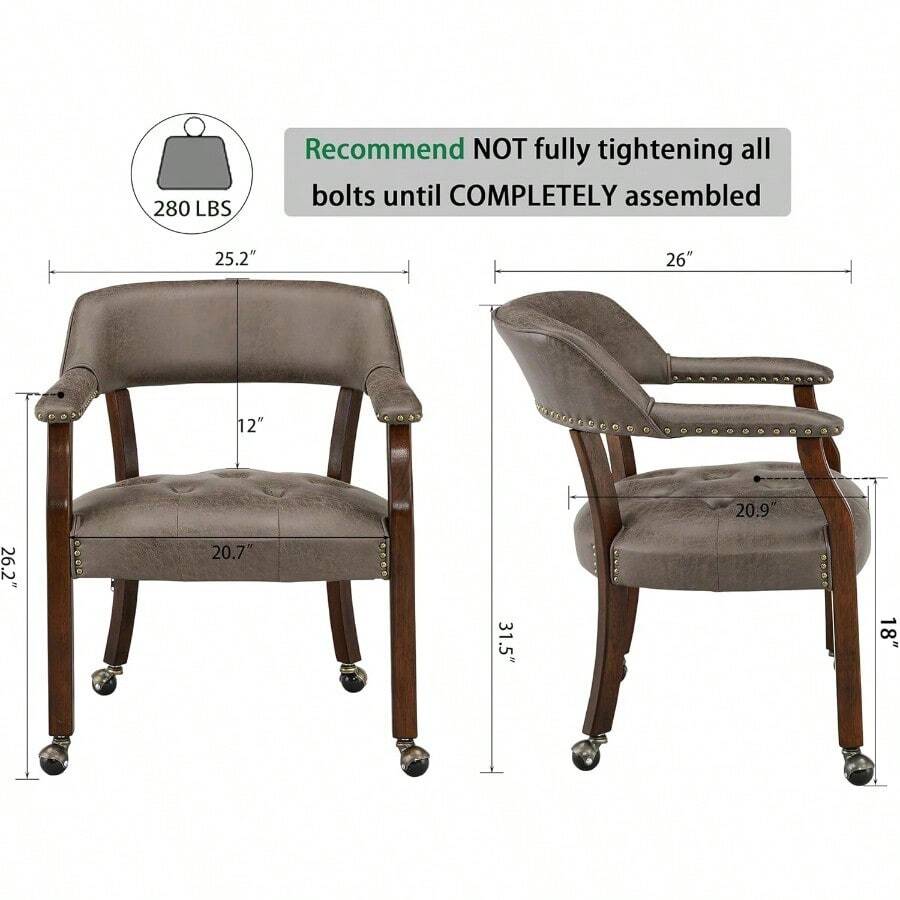 Dining Chair With Casters Set Of 4, Accent Kitchen Table Chairs With