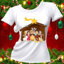 PLAYERA DICIEMBRE NAVIDAD AÑO NUEVO NACIMIENTO (5) - Blanco - Ver 1