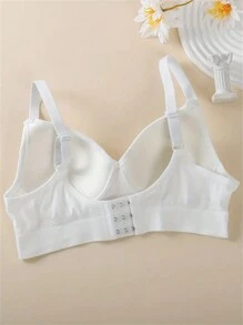4 pièces Soutien-gorge de lingerie sans couture et sans fil pour femmes, respirant et confortable, design élégant avec nœud, couleur unie, convient pour le sport et les loisirs - Multicolore - Voir 4