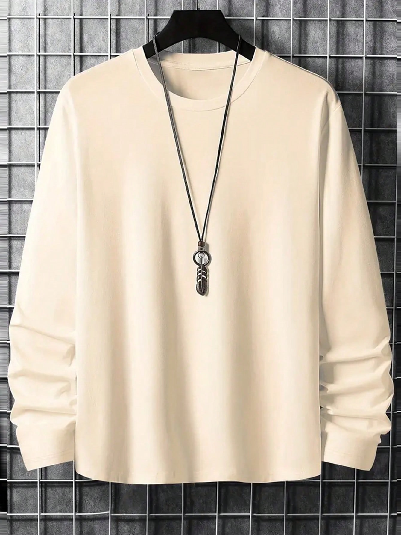 Men's Solid Color Round Neck Long Sleeve T-Shirt