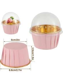10/15/20pcs Pink/Brown Cupcake Liners With Lids, Baking Cups For Cupcakes, Sponge Cakes, Mousse Cakes, Heat-Resistant Aluminum Foil Baking Cups, Suitable For Weddings, Parties, Holidays, Cake & Desserts - Multicolor - View 7