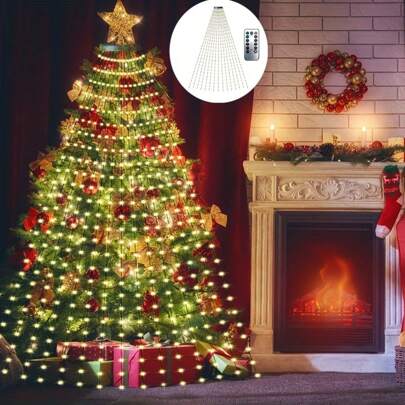 [] 400 luci LED per albero di Natale con telecomando - 1 set, alimentate tramite USB per interni ed esterni 200/280/300 kit di illuminazione decorativa, 8 modalità, luci di Natale per interni, decorazione per albero di Natale, decorazione natalizia per atmosfera festiva, regalo per la casa