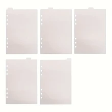 1pc 5 Sheets A5 Divider Pages (Transparent, Black, White) With Labels, For 6-Ring A5 Plastic Binder, Translucent A5 Planner Divider Sheets, Budget Planner, Planner Inserts, PVC Material, Convenient For Organizing, Viewing And Recording Personal Planning Back To School, School Supplies