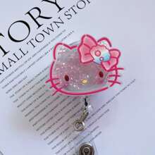 Sanrio 1pc Sparkling KT Cat Rabbit Cartoon Character Retractable Worker Plate Reel - Doctor/Nurse/Teacher Worker Plate