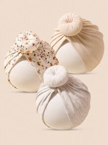 3 pièces Ensemble de chapeaux doux de couleurs bonbon pour bébés de 0 à 2 ans, bonnet de naissance