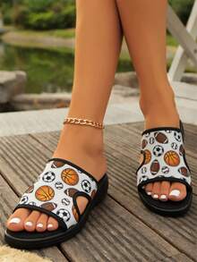 Giày sandal đế xuồng đế xuồng thời trang mới cho nữ, màu trắng và đen - Nhiều màu - Xem 3